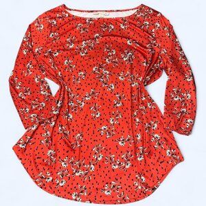 Emaline Red Floral Long Sleeve Top